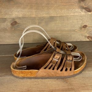 Birkenstock Granada Womens size 7 sandals brown leather slip on comfort shoes